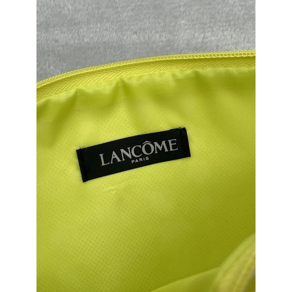 Lancome Makeup Bag Yellow White Dot Cosmetic Pouch Rose Zipper Large